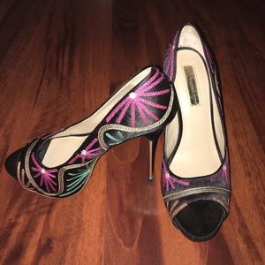 Sexy black pumps with metal heels